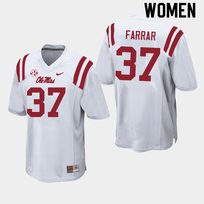 Women #37 Hayden Farrar Ole Miss Rebels College Football Jerseys Sale-White